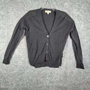 Michael Michael Kors Women's  Knit Linen blend Button Up Cardigan Gray Size S